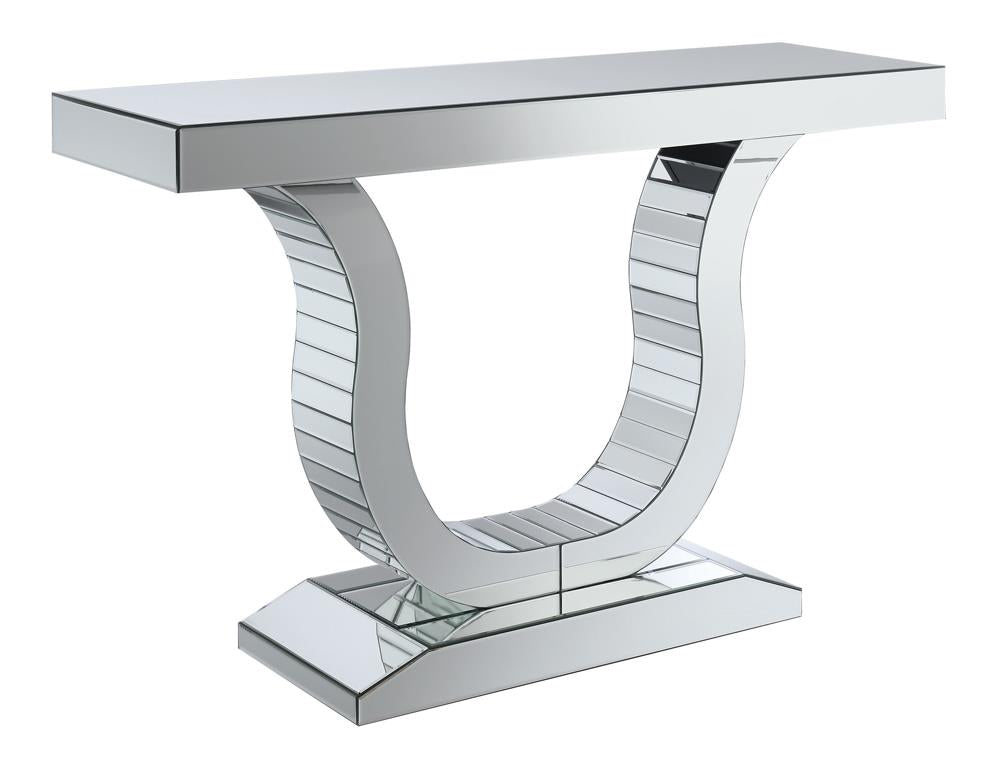 Saanvi Console Table with U-shaped Base Clear Mirror image