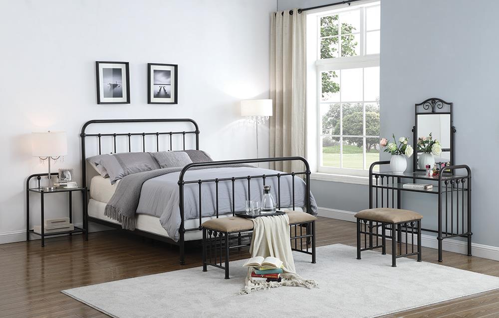 Livingston Eastern King Panel Metal Bed Dark Bronze