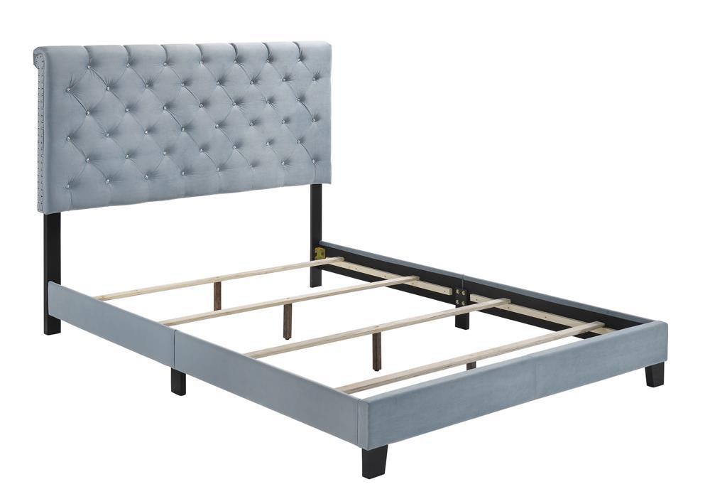 Warner Queen Upholstered Bed Slate Blue