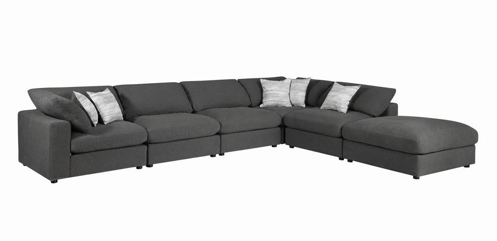 Serene Upholstered Rectangular Ottoman Charcoal