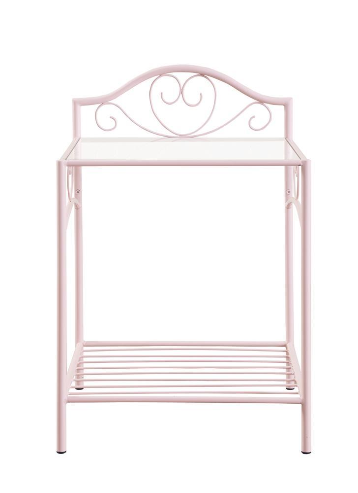 Massi 1-shelf Nightstand with Glass Top Powder Pink