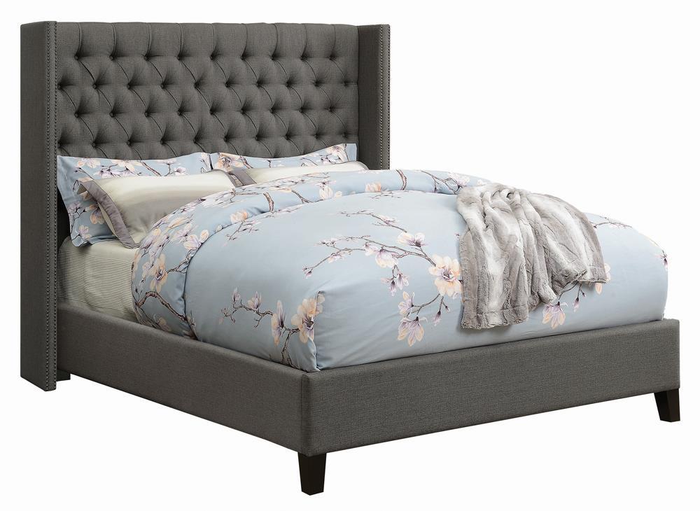 Bancroft Demi-wing Upholstered Queen Bed Grey