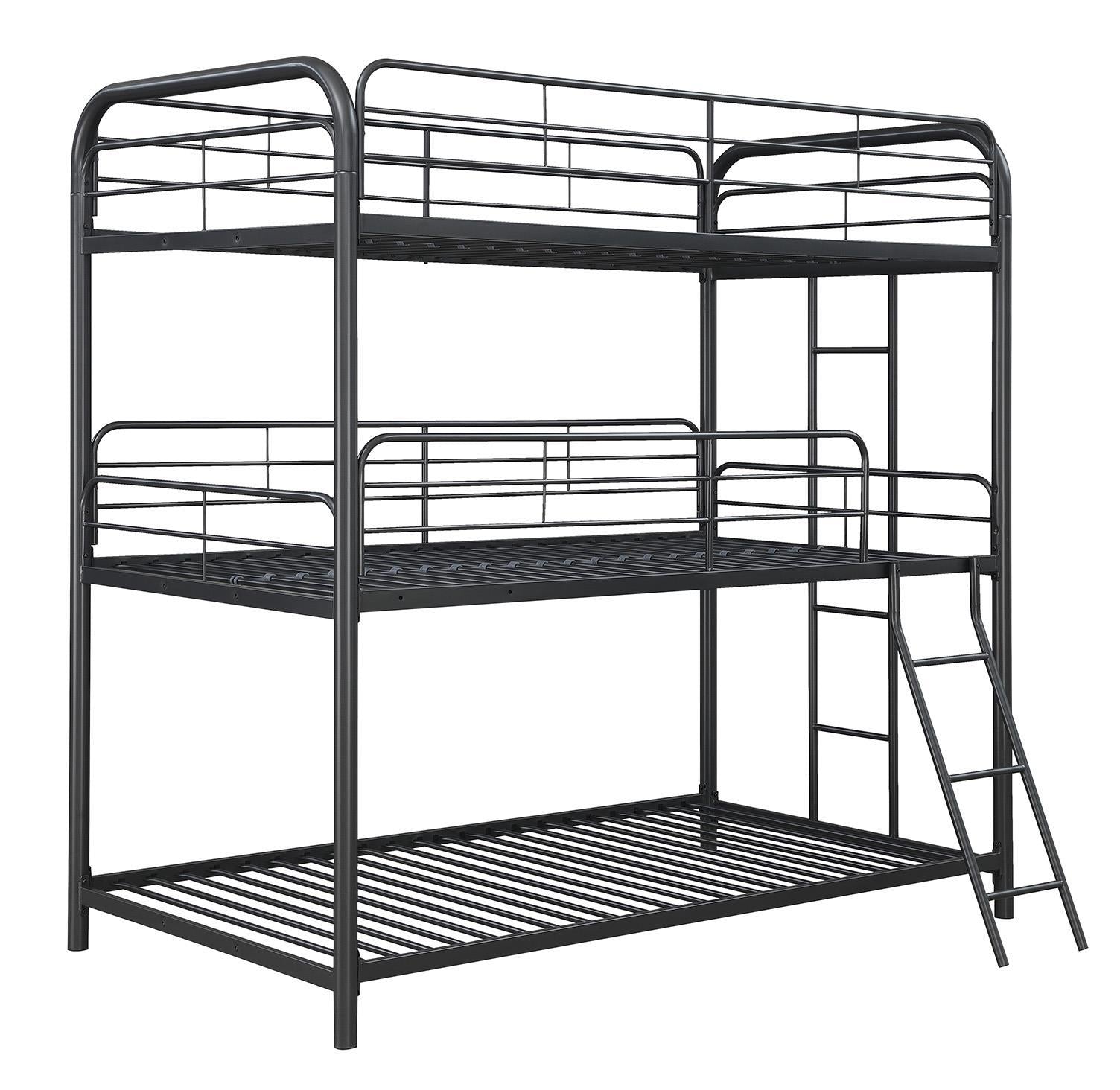 Garner Triple Twin Bunk Bed with Ladder Gunmetal